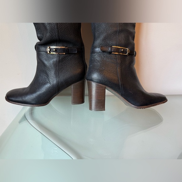 Tory Burch Black Textured Heeled Boots - Picture 7 of 16